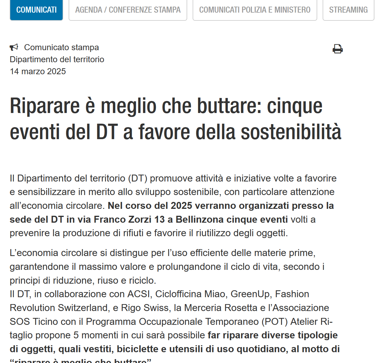 Communicato stampo dipartimento di stato